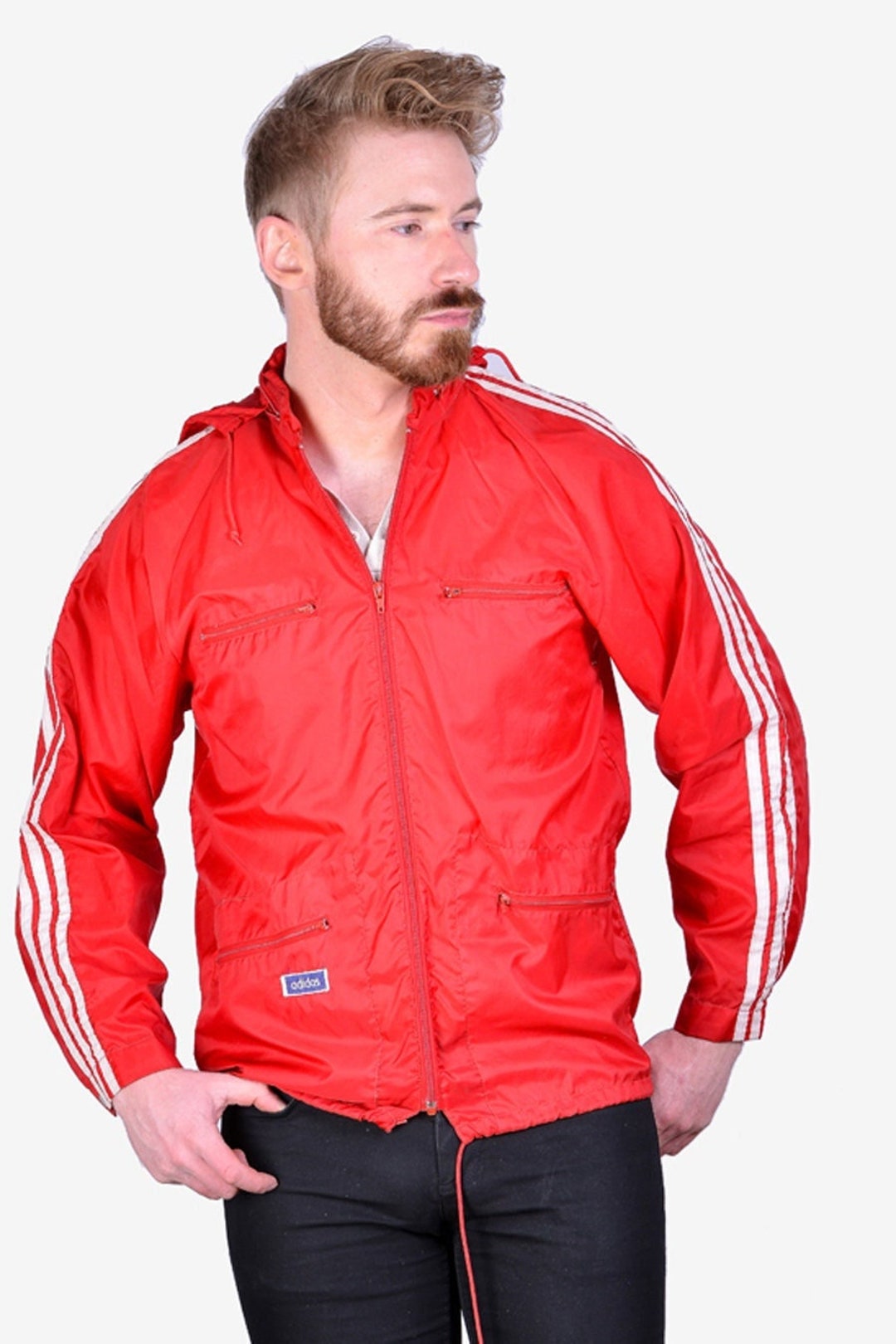 Adidas vintage top windbreaker jacket red