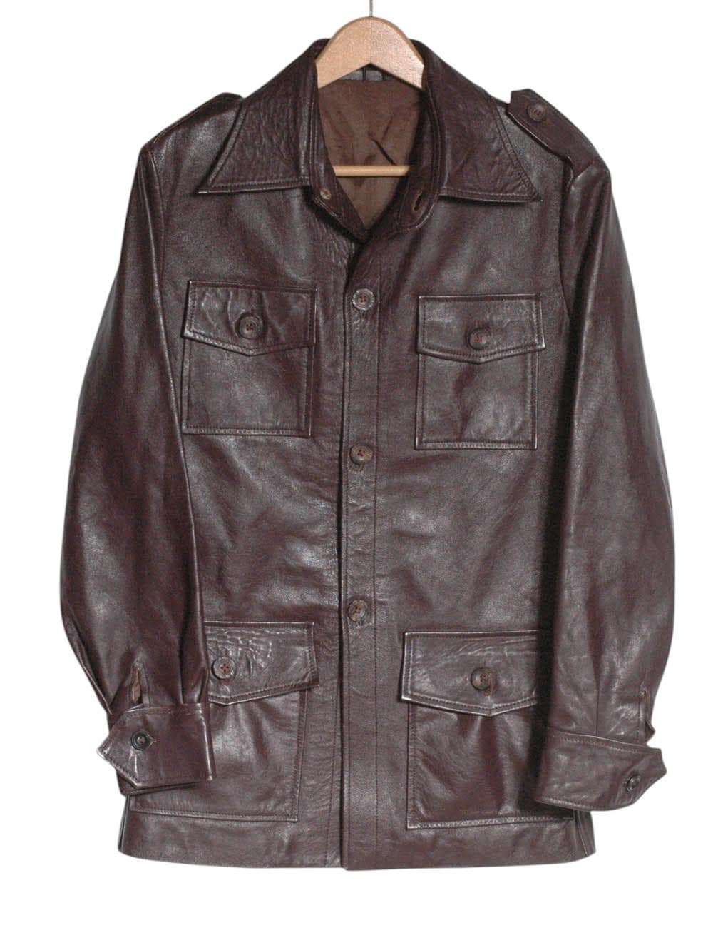 Vintage 1970's Brown Leather Safari Jacket | Size XS - www.brickvintage.com