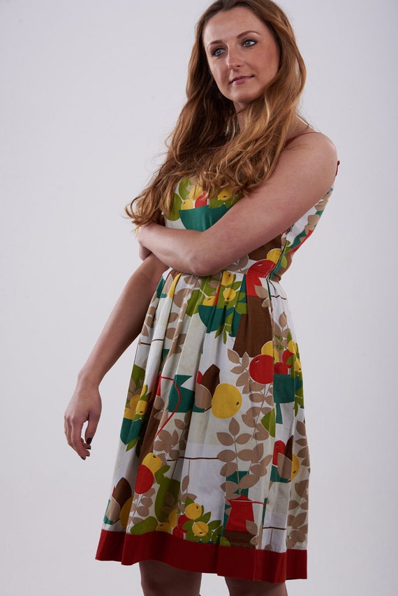 Vintage 1950's Betty Barclay Fruit Pattern Dress 1