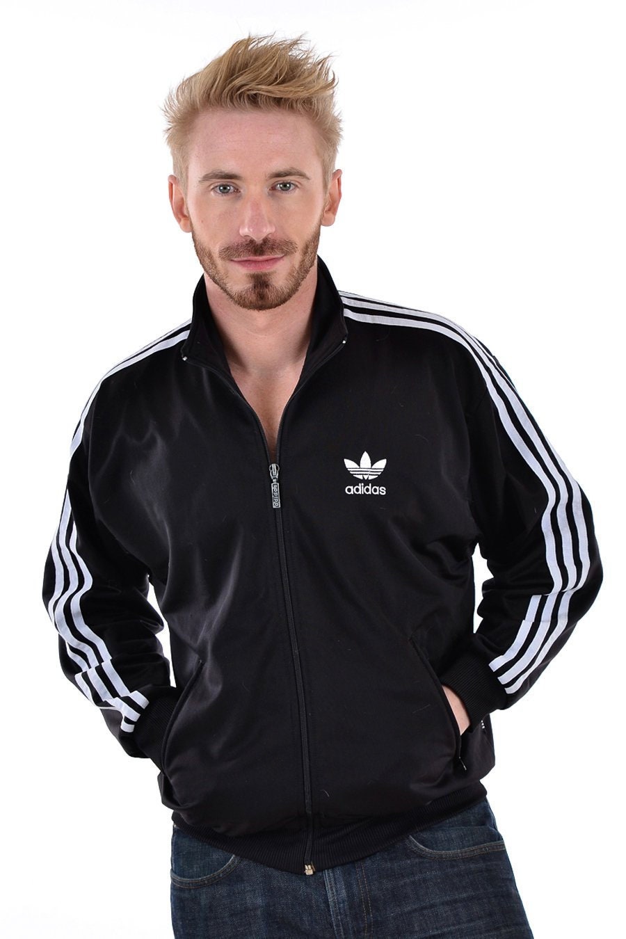 Vintage Adidas Firebird chaqueta de chándal negro / tamaño M -