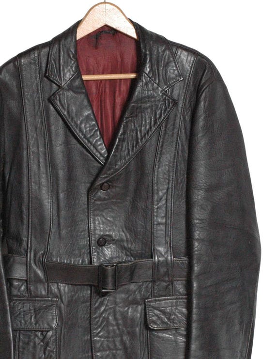 Vintage 1970's Belted Leather Safari Jacket Size M Www