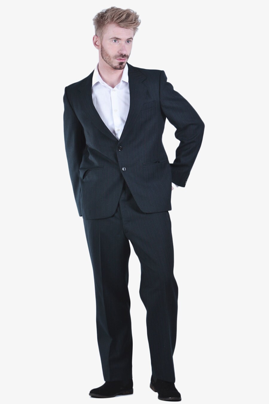 Image of Vintage 1960's Stewart Of Princegate Pinstripe Suit 40 M - Www.brickvintage.com