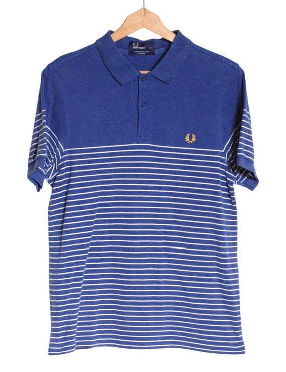 Vintage Fred Perry Blue Striped Polo Shirt | Size XS - Www
