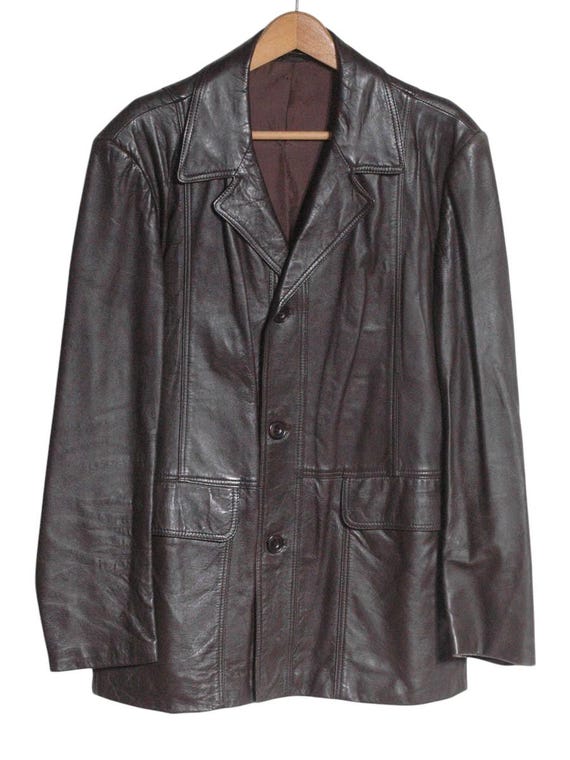 Marks & Spencer, Vintage 1970s St Michael Leather Safari Jacket | Size L - www.brickvintage.com