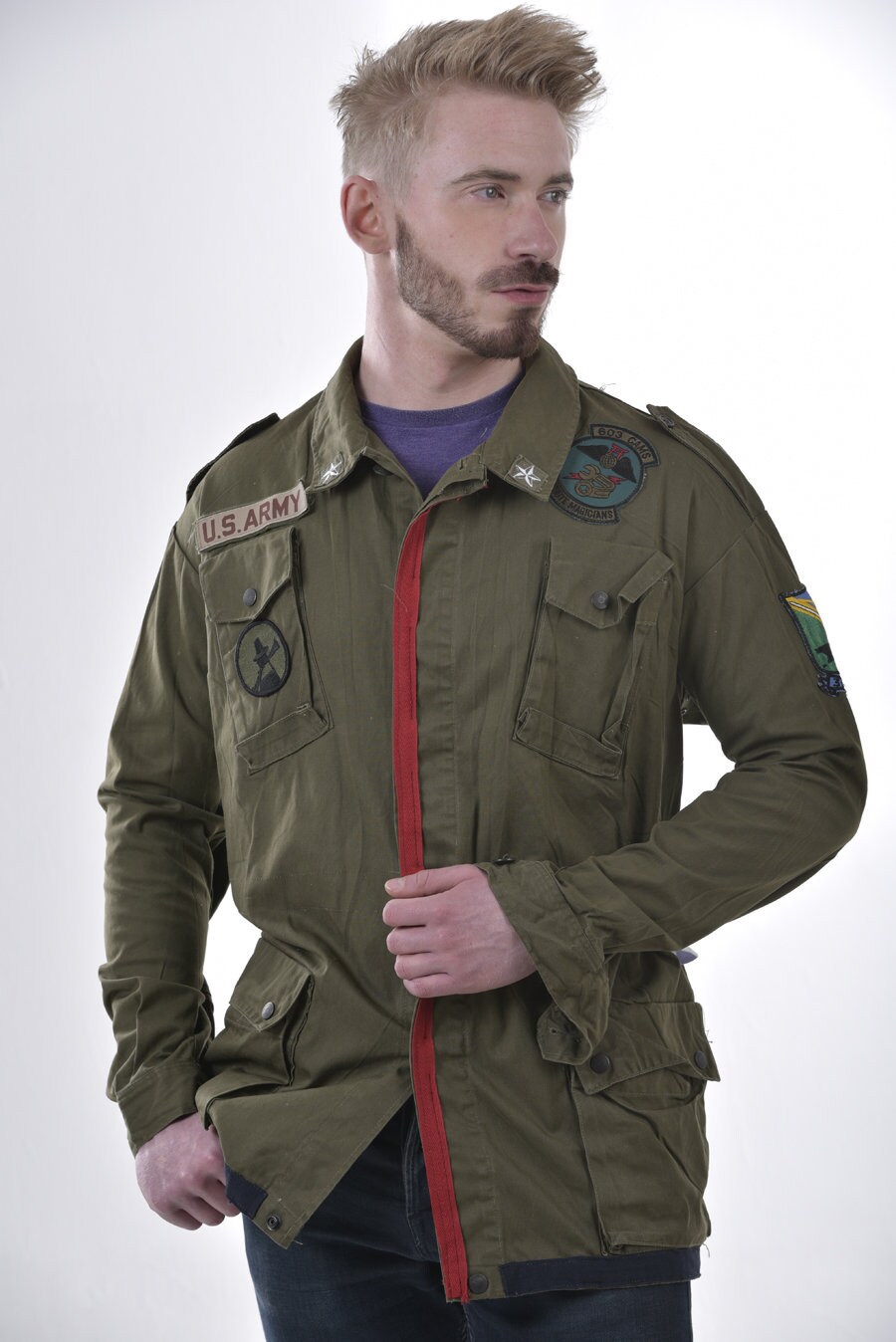 Image of Reworked Us Army Military Field Jacket L - Www.brickvintage.com