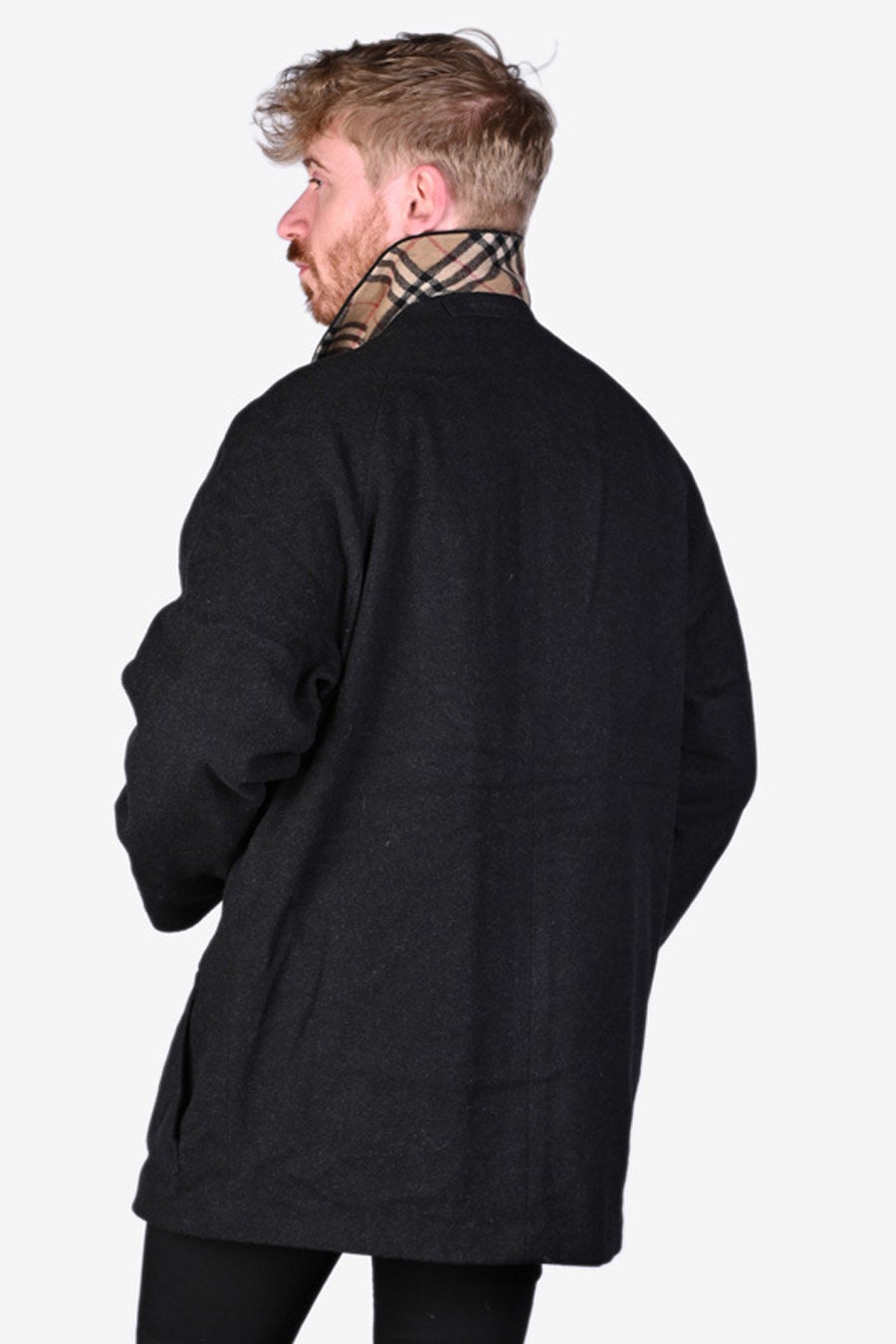 Vintage Burberry Dark Grey Wool Coat | Size L - Www