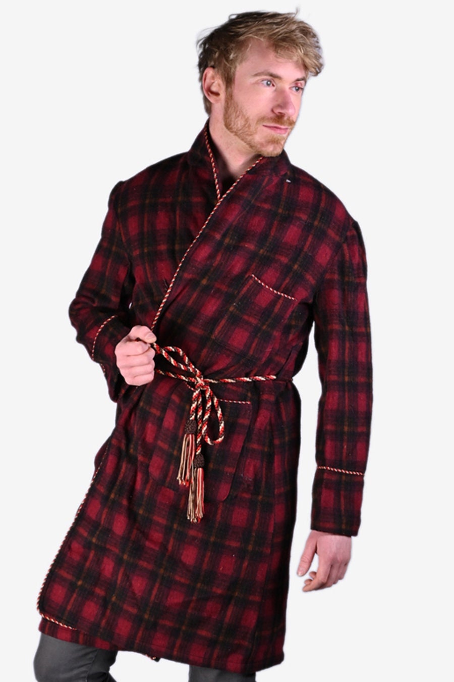 tartan fleece dressing gown
