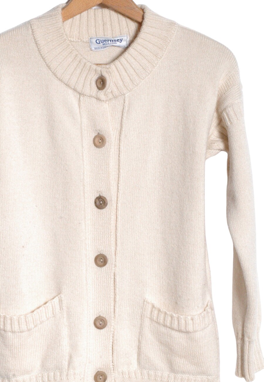 Vintage Guernsey Woollens Cream Cardigan | Size 12- Www 