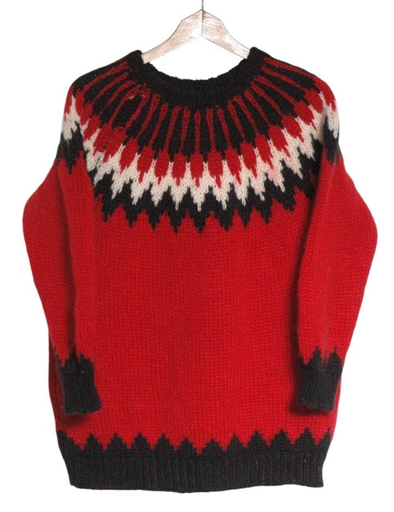 Maglione islandese vintage lavorato a mano Taglia L www