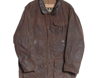 Vintage Retro Barbour A1551 Bushman Brown Waxed Jacket Ex Large XL