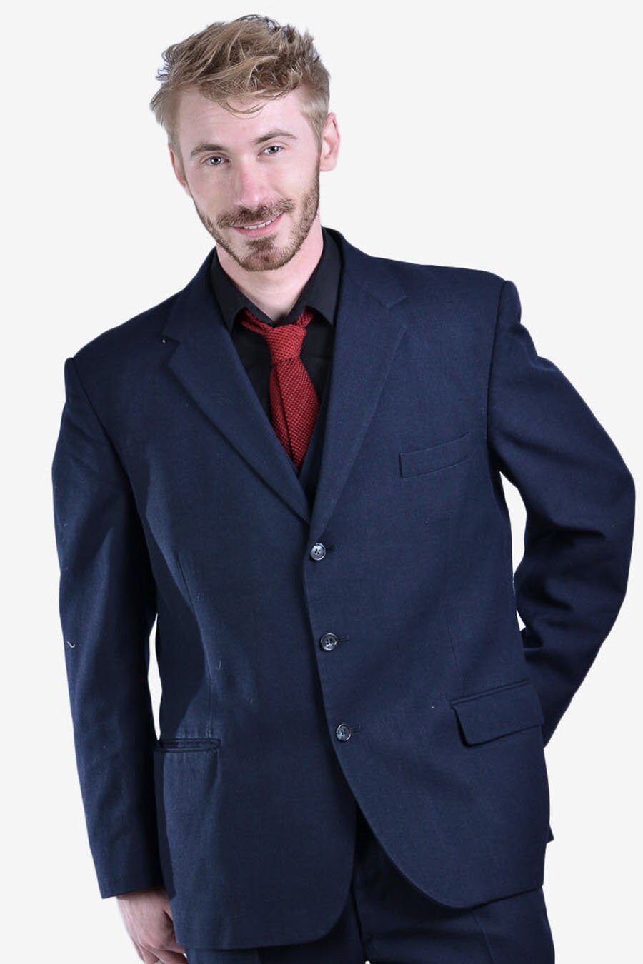 Image of Vintage 1960's Hanlen Blue Three Piece Suit 42 L - Www.brickvintage.com