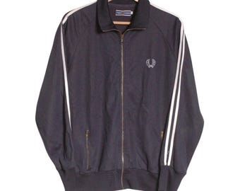 Vintage 1990's Fred Perry Blue Track Jacket | Size L - www.brickvintage.com