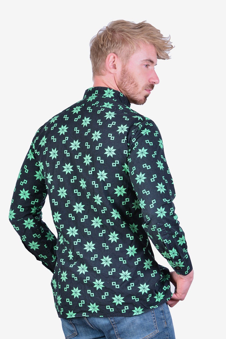 www.brickvintage.com Vintage Snowflake Grandad Shirt S