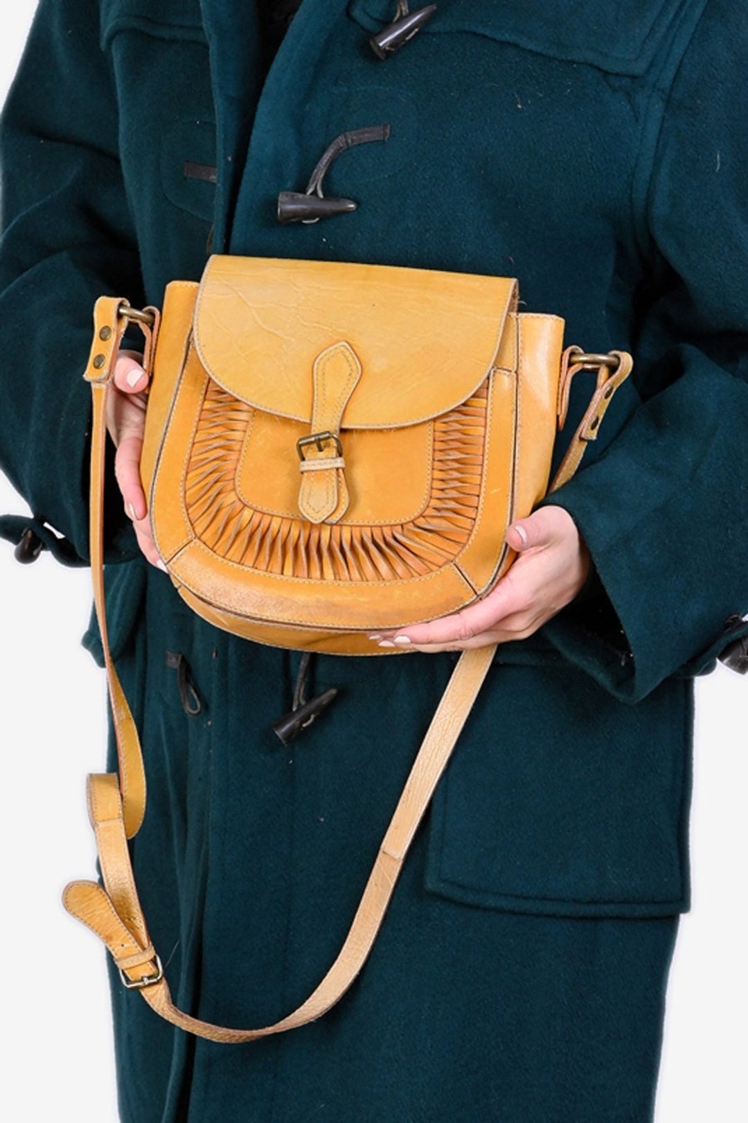 Vintage Tan Brown Leather Shoulder Bag Etsy