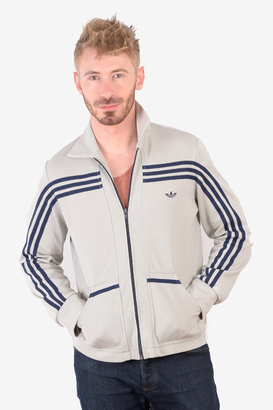 Image of Vintage 1960's Adidas Grey Track Jacket | Size M - Www.brickvintage.com