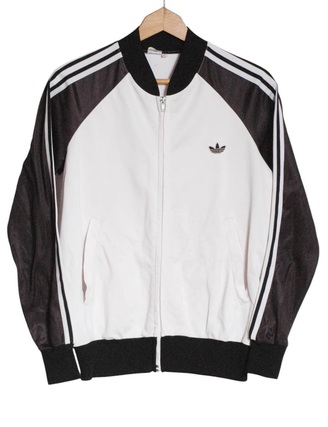 Vintage 1970's Adidas White & Black Track Jacket | Size M