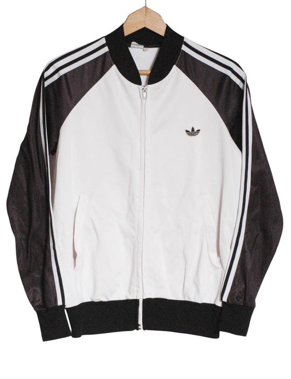 Vintage 1970's Adidas White & Black Track Jacket | Size M