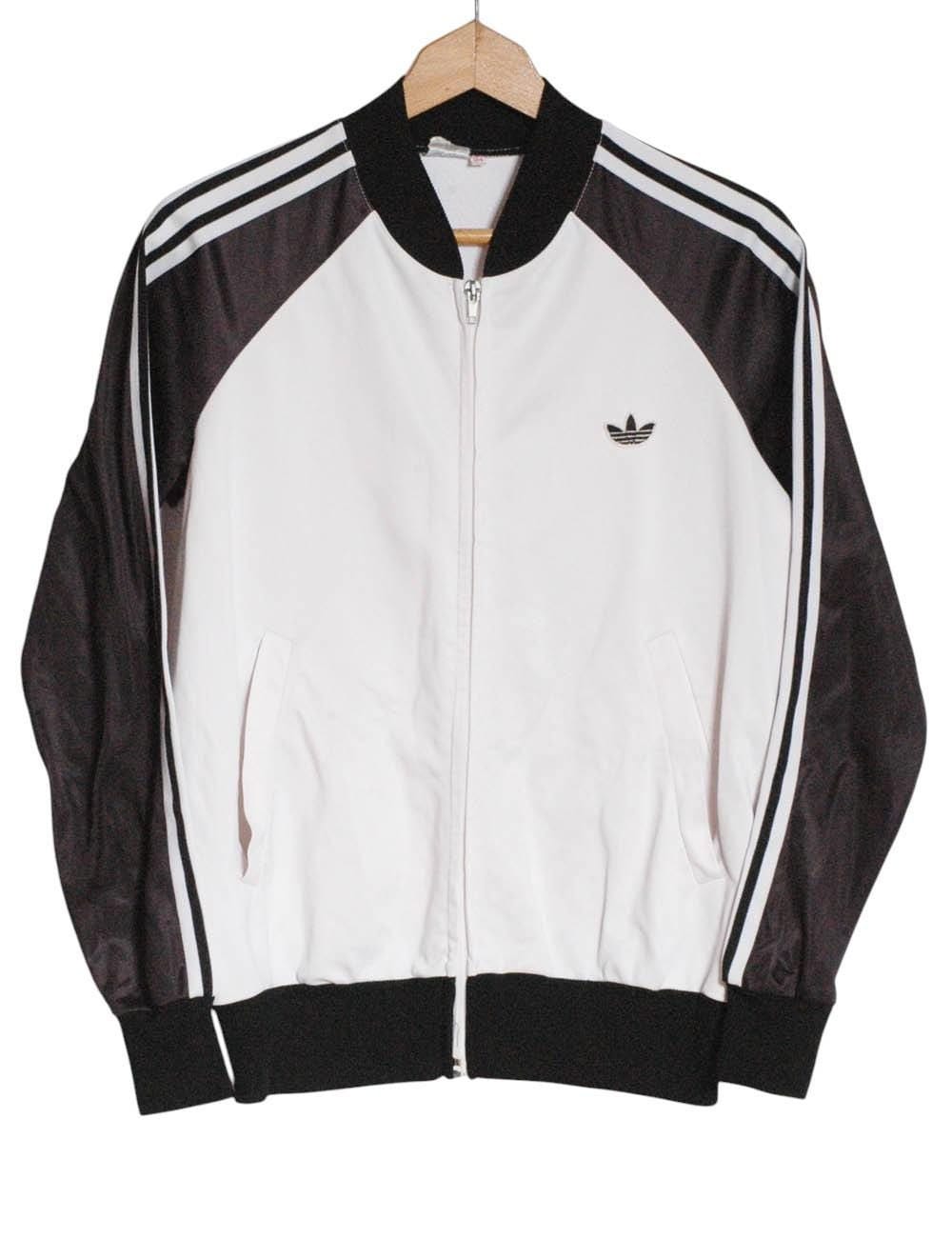 Vintage 1970's Adidas White & Black Track Jacket | Size M