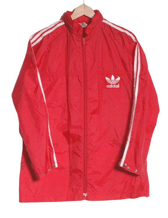 Vintage 1980's Adidas Red Windbreaker Jacket | Size 18 - Www
