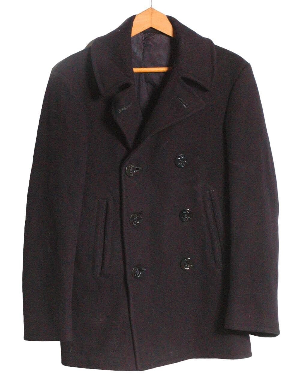 40s　NAVAL CLOTHING FACTORY PEA COAT BLK Vintage 1940's Naval Clothing Factory Pea Coat | Size XS