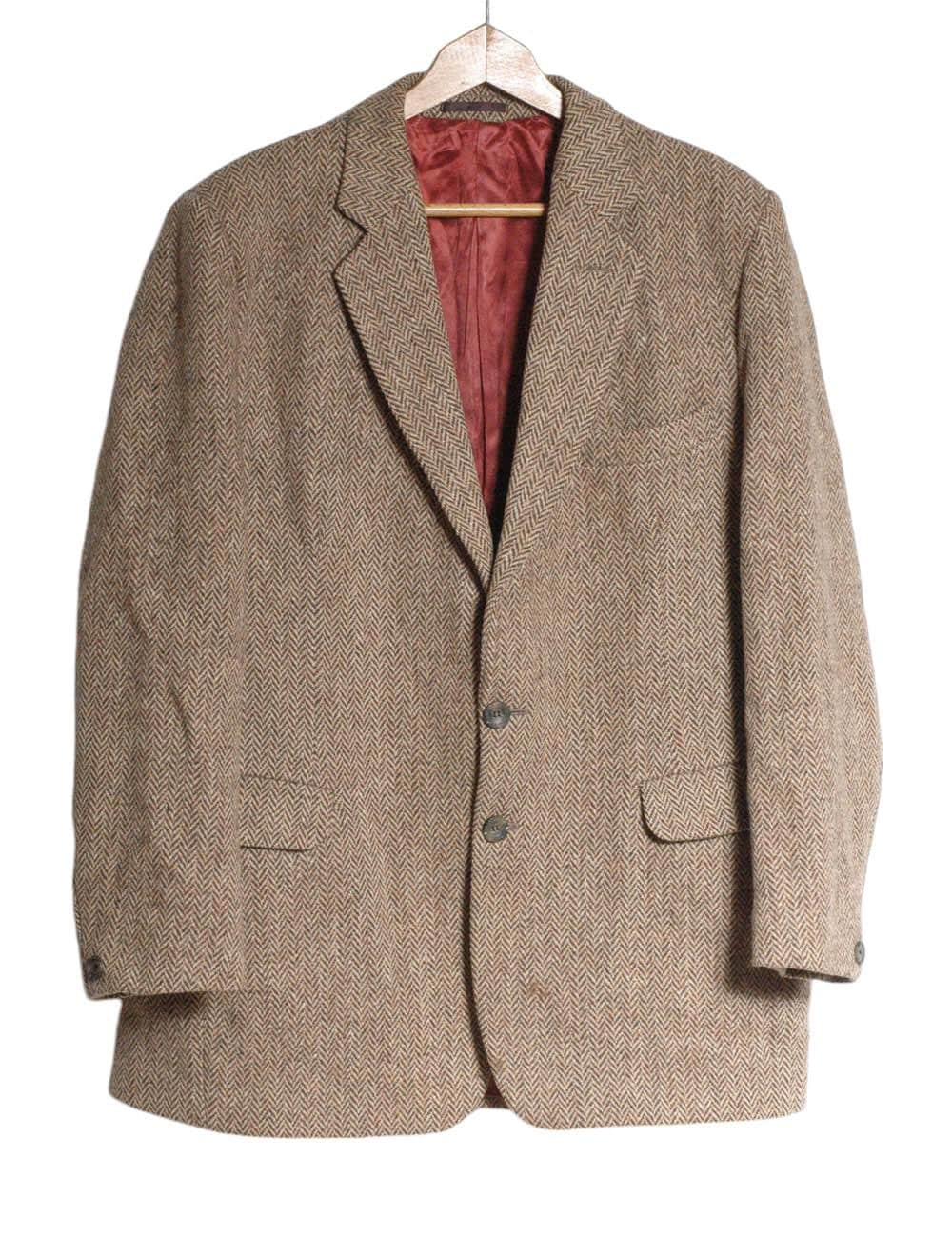Vintage 1970's Shannon Herringbone Harris Tweed Jacket | Size L