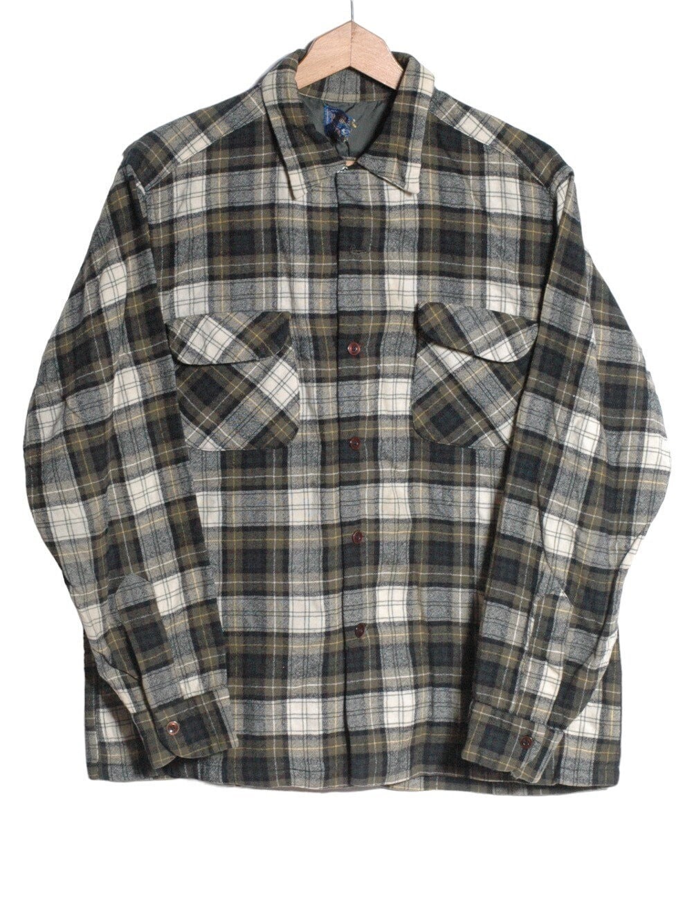 【70s】PENDLETON PLAID WOOL BOX SHIRT VTG 60s 70s..PENDLETON..WOOL..BOARD..SHIRT..FLAP POCKET