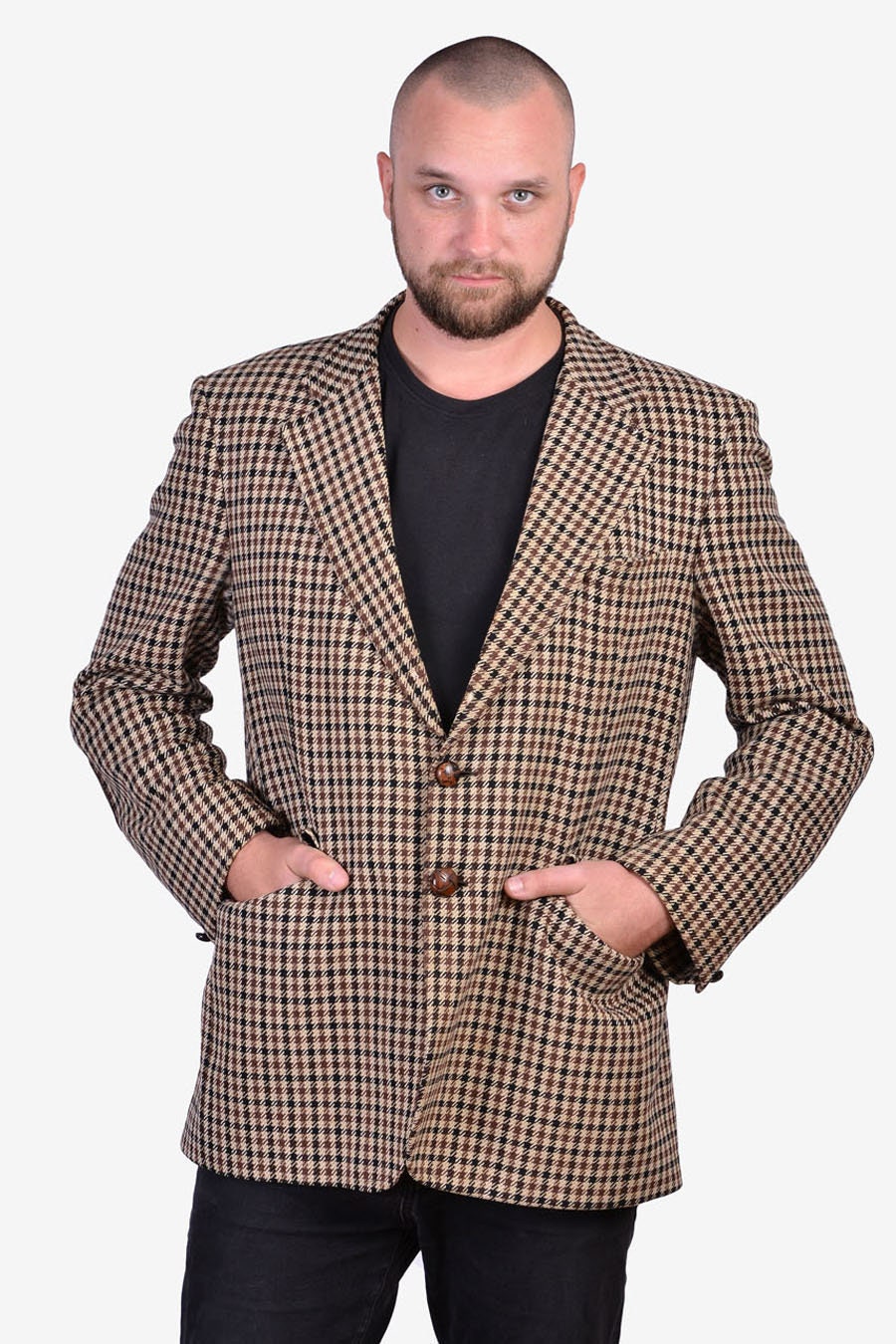 Image of Vintage 1960's Burton Dogtooth Tweed Jacket | Size 44 L - Www.brickvintage.com