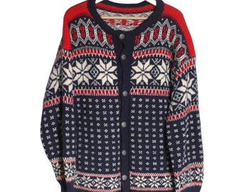 Vintage Schneeflocke Hand gestrickte Strickjacke | Größe XL - www.brickvintage.com