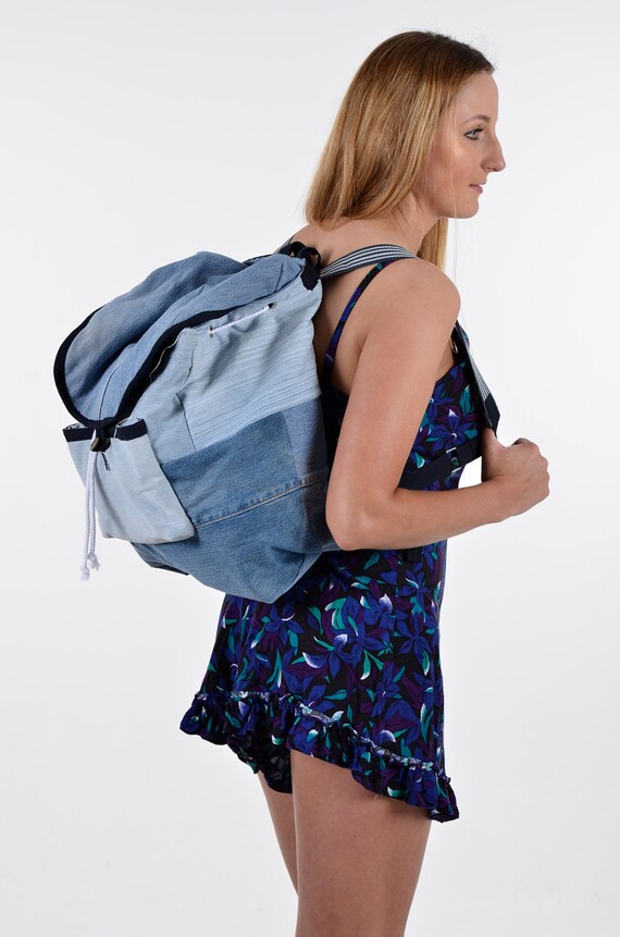 Reworked Levi's Denim Panel Backpack Rucksack - w… - image 3