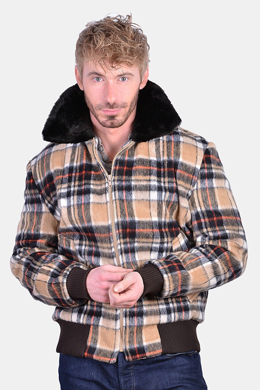 Image of Never Worn 1970's Plaid Sherpa Bomber Jacket L - Www.brickvintage.com