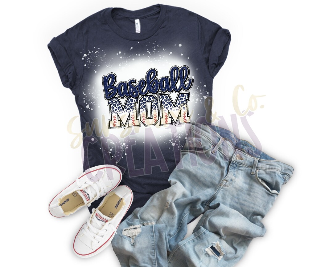 Baseball Mom Shirt Bleached Tshirt Cute Baseball Mom Tees Etsy