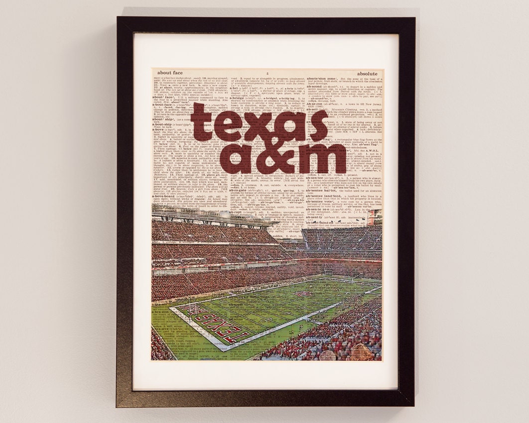 Texas A&M Aggies Dictionary Art Print Kyle Field College Etsy