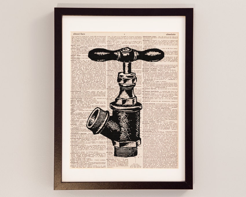 Vintage Faucet Dictionary Art Print Plumbing Art Gift For Etsy