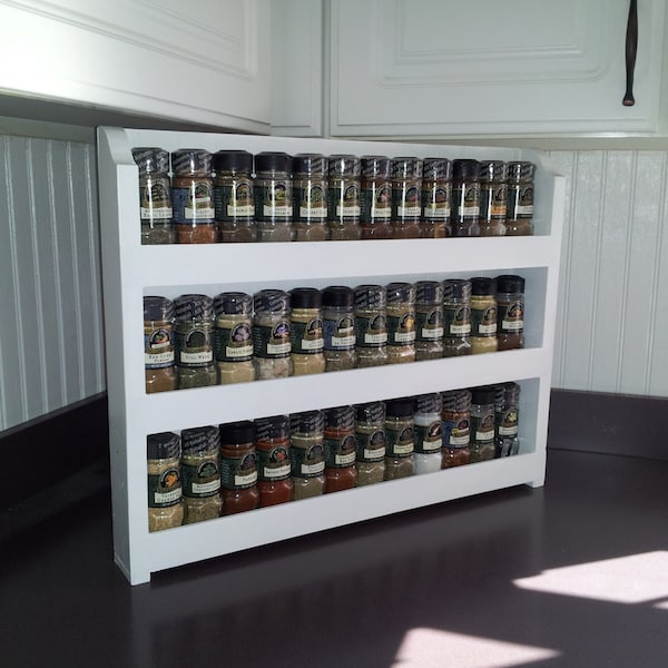 Painted Poplar Spice Rack: 30-Bottle Kitchen Organizer