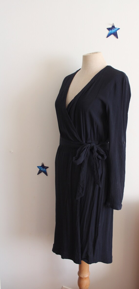 black wrap dress rayon 90s does 40s elegant
