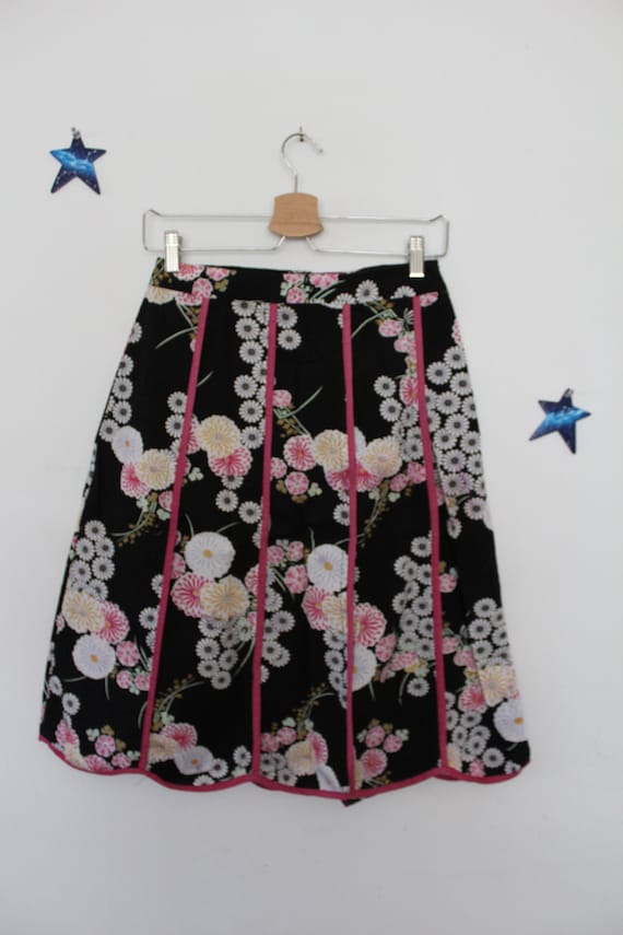 floral cotton skirt chinoiserie Asian print y2k