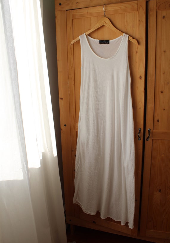 pure white cotton maxi dress gauzy beach summer 19
