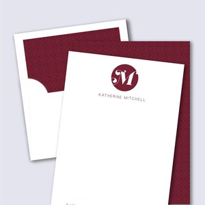 Monogramm Brief personalisierte BriefPapier Set | Umschläge mit koordinierenden Linern | 28 Schriftfarbauswahl