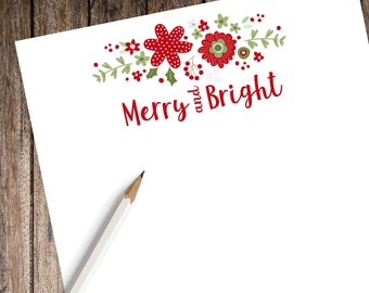 Merry & Bright Christmas Note Pad | Personalized Note Pad | Christmas Personalized Note Pad | Personal Holiday Stationery