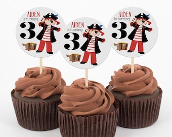 Pirate Party Cupcake Toppers | Custom Party Cupcake Toppers | Party Decor | Pirate Theme Cupcake Toppers