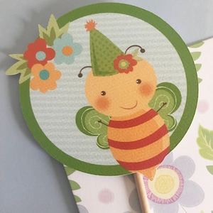 Bumblebee Birthday Theme Cupcake Toppers