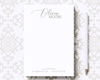 Personalized Elegant Script Notepad | Personalized Stationery Note Pad | 28 Font Color Choices