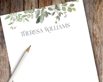 Garden Leaves Personalized Notepad | Personalized Stationery Note Pad | 28 Font Color Choices