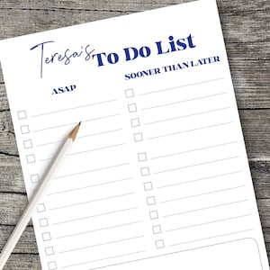 To Do List Personalized Notepad | Personalized Stationery Note Pad | 28 Font Color Choices