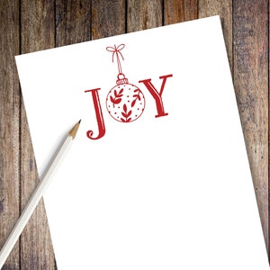 JOY Holiday Ornament Christmas Note Pad | Personalized Monogrammed Note Pad | Custom Christmas Note Pad | Personal Stationery