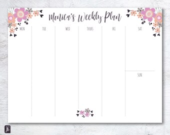 Morning Blooms Custom Weekly or Monthly Planner Note Pad | Personalized Note Pads in three sizes, 50 sheets, 100 sheets, 150 sheets