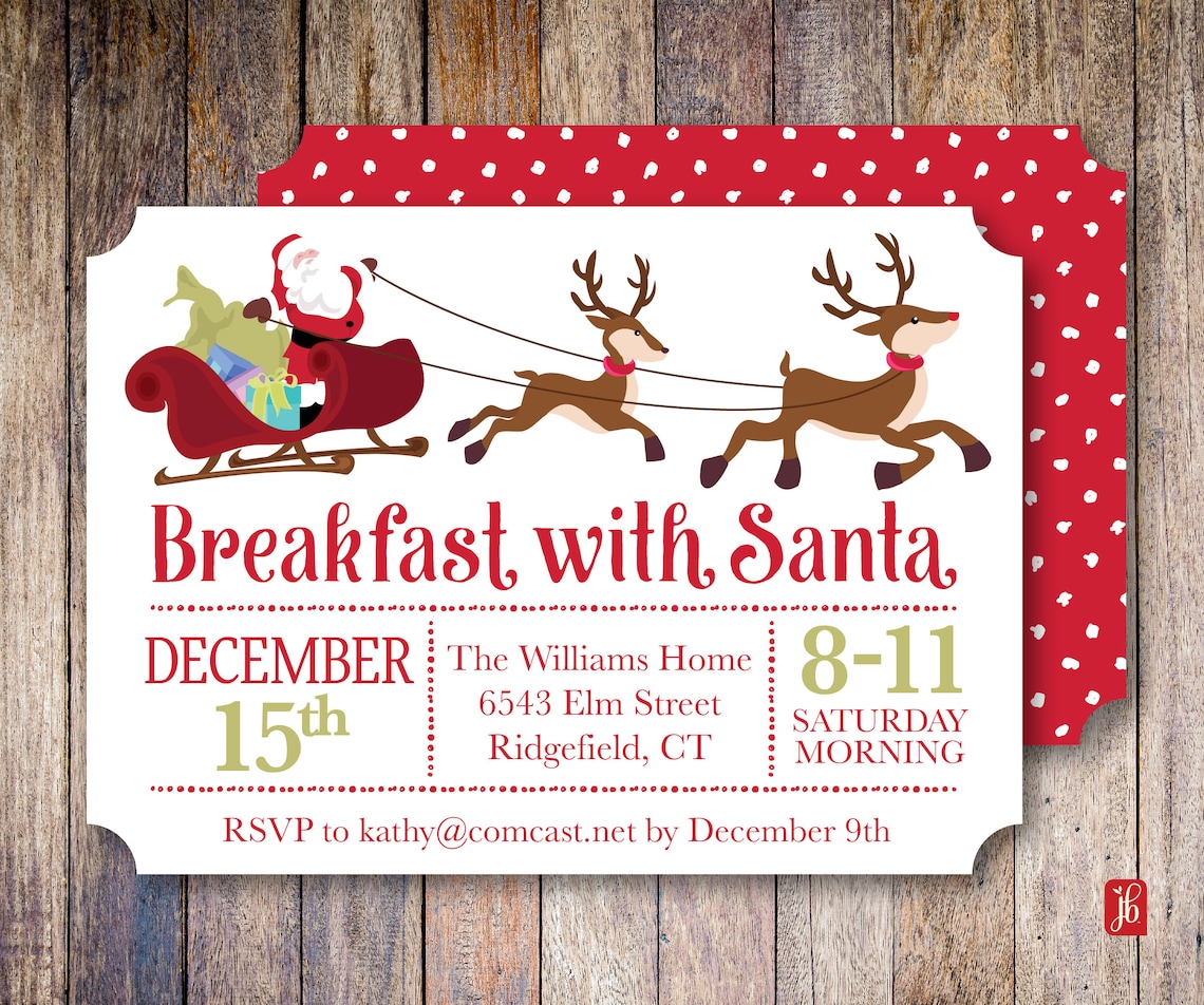 Breakfast With Santa Invitation Wording Breakfast With Santa Invite Custom Christmas Invitation - Etsy