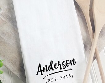 Personalized Name Flourish Tea Towel: Custom Flour Sack Towel