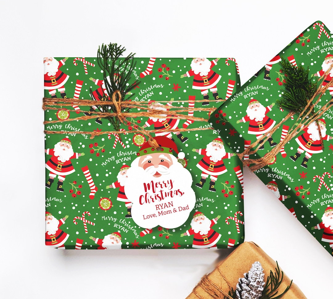 Personalized Santa Gift Wrap Set Set of 5 Sheets Wrapping Paper Santa