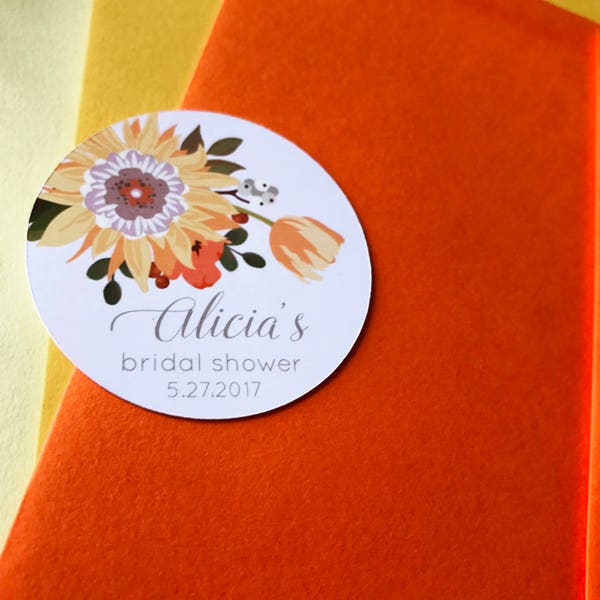 Sunflowers Custom Bridal Shower Gift Tag Sticker